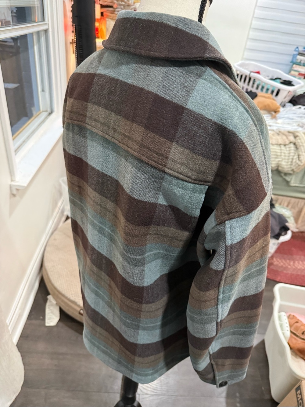 Men's Plaid Shacket in Brown and Sage - Casual Layering Jacket